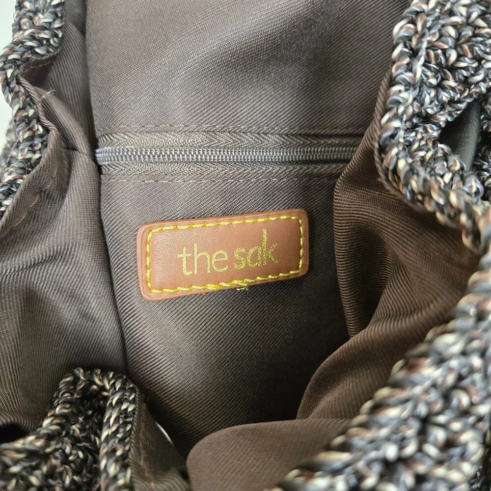 The Sak Marled Woven Bucket Backpack Black Gray